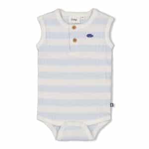 Romper rib met streep k/m - Blue Ocean
